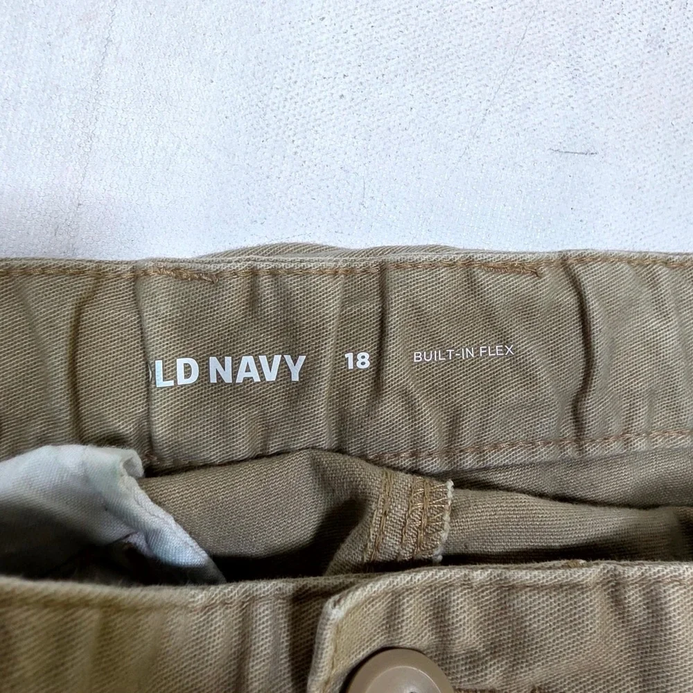 Old Navy Chino Shorts Boys 18 Khaki Gray 2 Pack Built-In Flex Stretch Twill